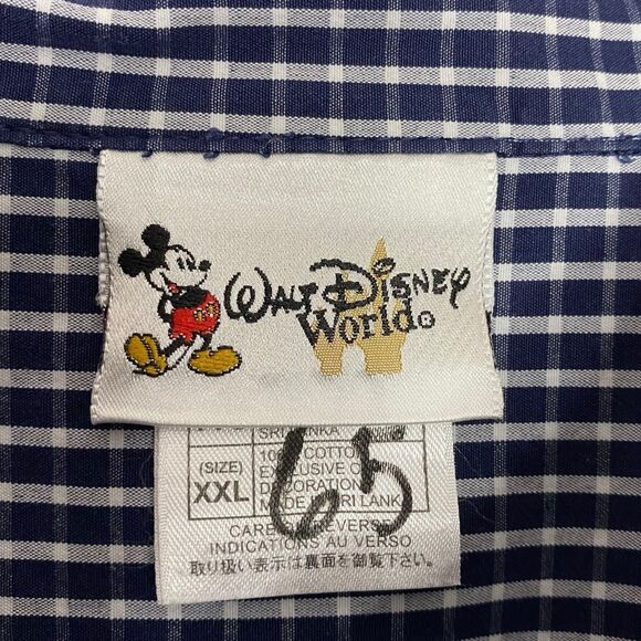 Walt Disney World Shirt Mens XXL 2XL Blue White Plaid Button Down Mickey Mouse - Picture 3 of 8